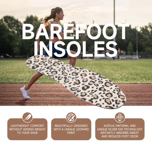Image of Womens Shoe Insoles Anti Odor Thin Barefoot Inserts Size 9-13 | Breathable,Comfort Sockless Shoe Liner,No Show Socks,Machine Washable,Moisture Control,Cute,Everyday Insoles,Leopard Print