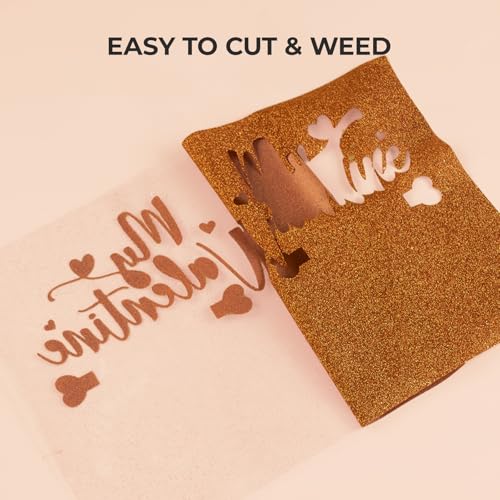 Image of HTVRONT Brown Glitter Heat Transfer Vinyl Rolls - 10 inch x 8ft Bronze Iron-On Vinyl for T-Shirts, Glitter HTV Vinyl for All Cutter Machine - Easy to Cut & Weed for Heat Vinyl Design