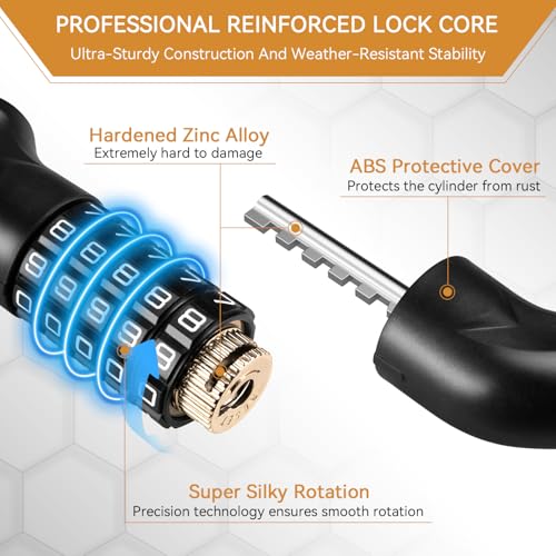 Looxmeer Fahrradschloss, Hohe Sicherheitsstufe 8, Zahlenschloss Fahrrad 90cm, Stark Fahrrad Kettenschloss 7 mm, Zahlen Code Kombination Schloss für Motorrad Roller Tür Tor Zaun Grill, 12 Farben