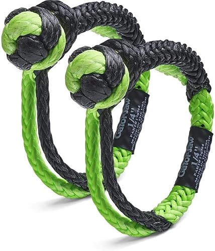 Bubba Rope 176744 Synthetic Shackle Mini Gator-Jaw 1/4" Breaking Strength of 11,000 lb. with Plasma in Green and Black, Accessory Ideal for ATV, UTV, Personal Water Craft and Power Sport Equipment – PAIR (2)