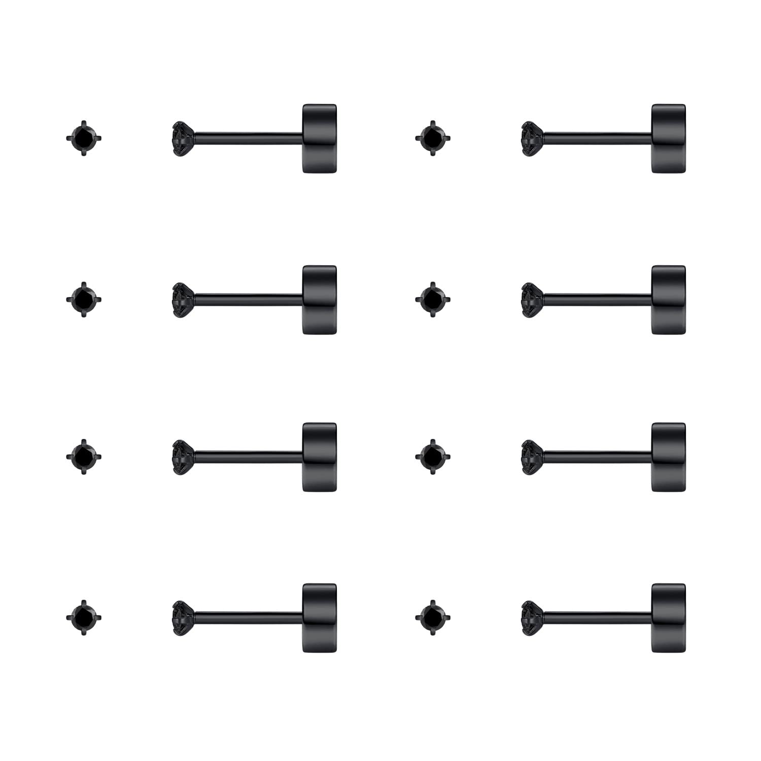 8 Pairs Tiny Flat Back Earrings for Women Men 14K Gold Plated Surgical Stainless Steel Stud Earrings Set Cubic Zirconia Cartilage Earring Hypoallergenic Piercing Jewelry, 2-4mm-image-28