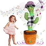 ✪ 【Usando Pasos】: Encienda el interruptor de encendido en la parte inferior del cactus cantante electrónico. Etiqueta izquierda: presione prolongadamente para grabar, máximo 15 segundos, presione para reproducir sonido ； Etiqueta derecha: presione para escuchar música, puede grabar después de pausar la canción. Oprima Etiqueta derecha repetidamente para pasar a la siguiente canción.