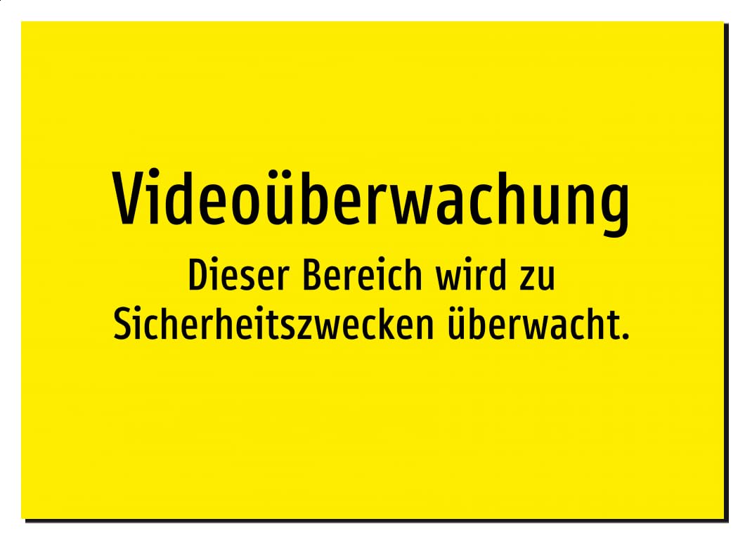 Videoüberwachung - Dieser Bereich wird zu Sicherheitszwecken überwacht. – Aluminiumschild A5: 210x148mm – Ohne Grafik, nur Text