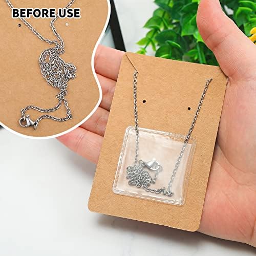 Miniatura 7 de Sureio 240 piezas de bolsa adhesiva para collar y tarjetas de exhibición de collares, embalaje de aretes, bolsa de embalaje de joyería de plástico