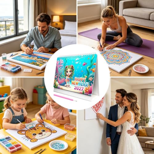 Calendario de arte de gemas para DIY 2027 con soporte de escritorio estable 4