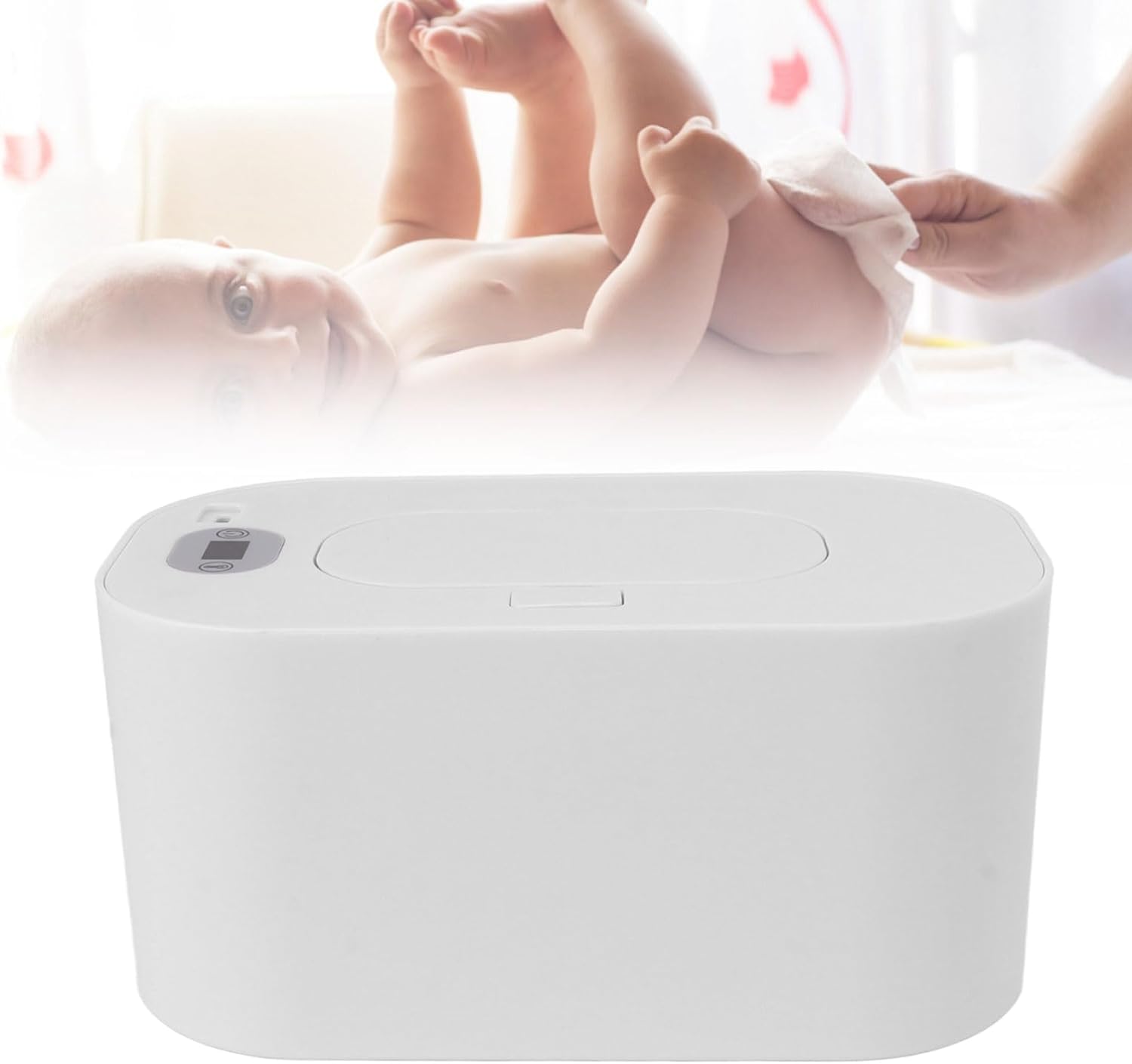 Chauffe-lingettes pour bébé, chauffe-lingettes humides, température constante, chauffage portable réglable de la température (blanc)