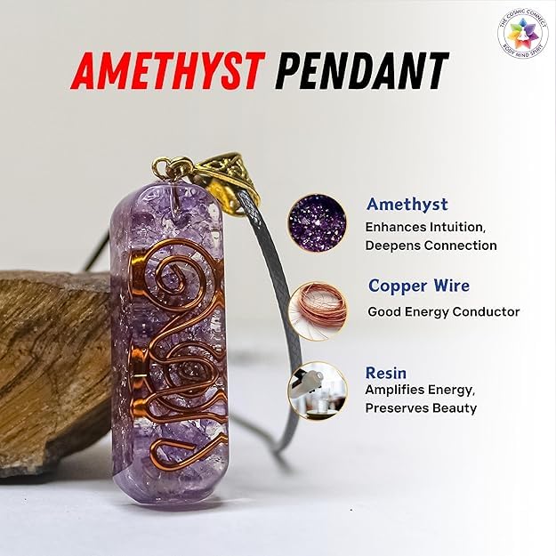 Image of Orgonite Pendant with Power Symbol Handmade Resin Energy Amplifier Necklace