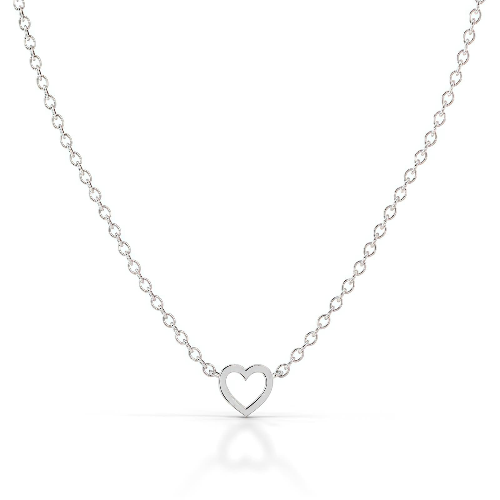 Collares de oro blanco para mujer, collar de corazón hueco con moissanita