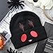 Silicherry Mothman Beanie Hat for Women Men Halloween Costume Embroidery Cryptid Beanie Hat Soft Black Mothman Knit Cap for Halloween Birthday Party Cryptid Lovers Gift