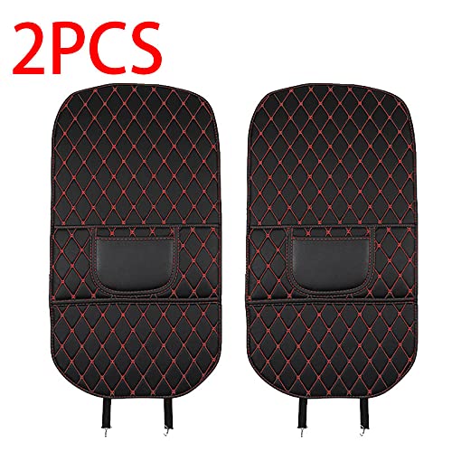 YUEGOO 2 Pezzi Tappetino Pelle Anti-Calcio Protezione Seggiolino Auto per Hyundai ix35 ix55 G80 HB20 Getz Reina, Impermeabile Anti-Graffio Sedile Posteriore Organizer Bambini,A/BlackRed