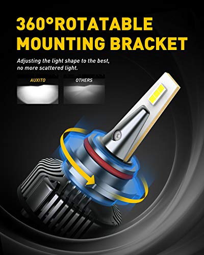 Image of AUXITO 9005 HB-3 Bulbs, 30000lm 6500K Cool White, 10 Min Install, 50000Hrs Lifespan, Canbus Ready, Adjustable Beam with Cooling Fan, Pack of 2