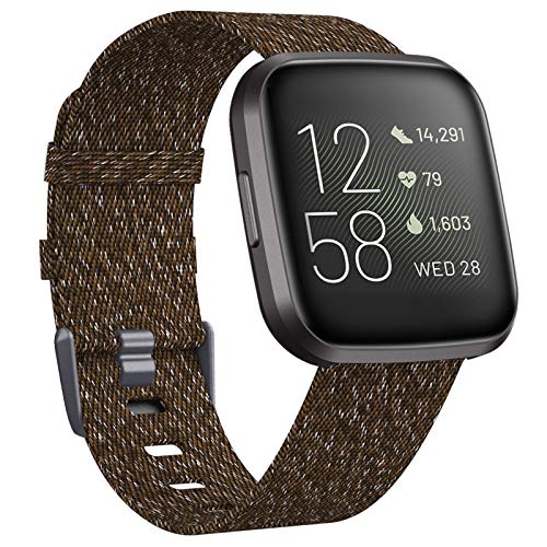 KIMILAR Woven Band Compatible with Fitbit Versa/Fitbit Versa 2/Fitbit Versa Lite Edition, Large Small Woven Fabric Breathable Men Women Versa Replacement Band for Versa Smartwatch