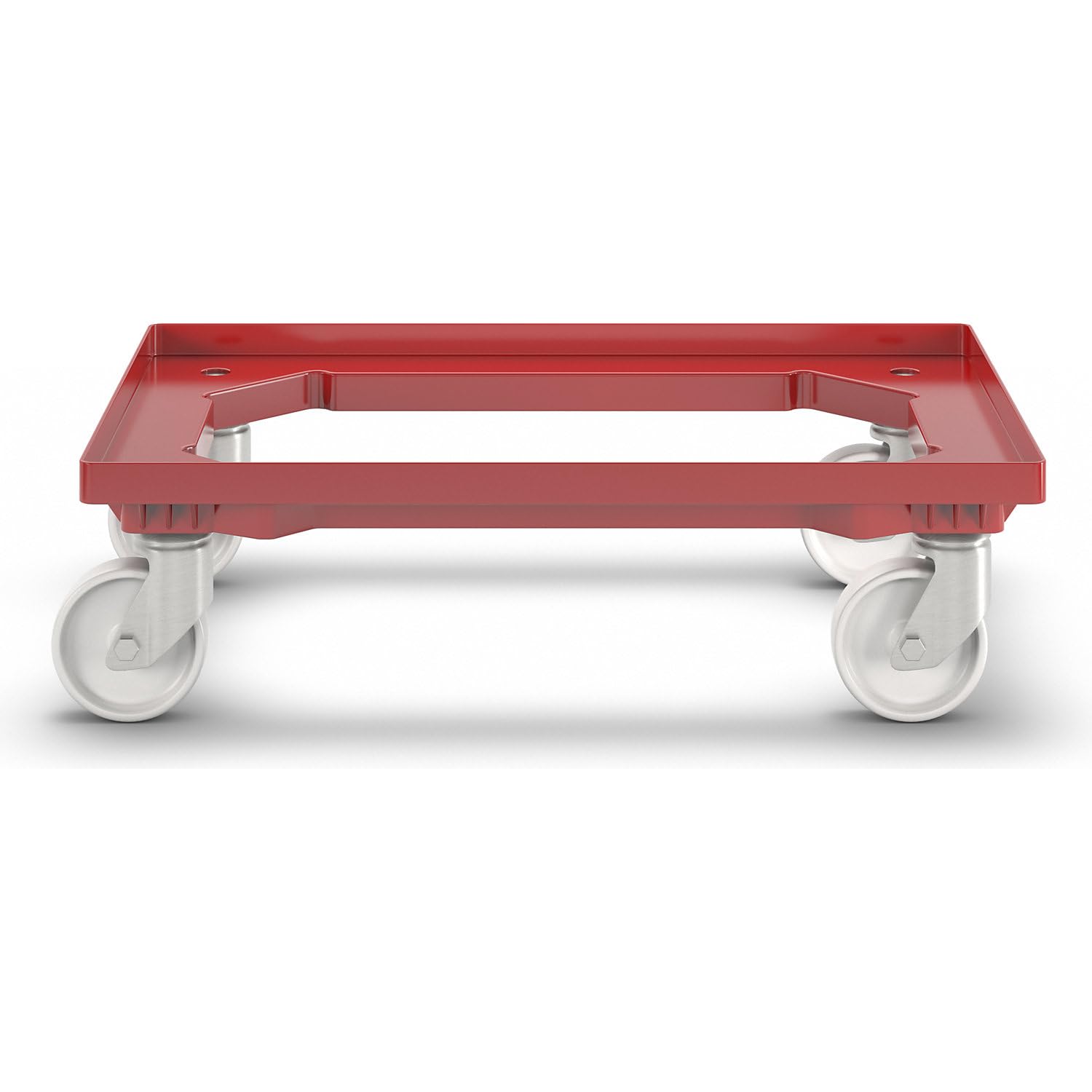 eurokraft | Plateau roulant professionnel | 600 x 400 mm | 4 roulettes pivotantes en polypropylène | rouge