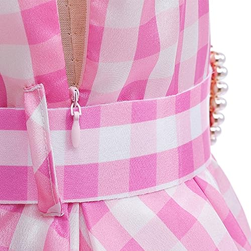 Disfraz Robbie para niñas vestido a cuadros rosa miniatura 3
