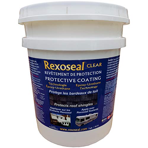 Rexoseal Clear Roof Shingle Coating - Waterproofs and Protects Roofs Shingles - Highly Flexible Transparent Epoxy-Urethane Roof Sealant - Clear, 18.9 Litre