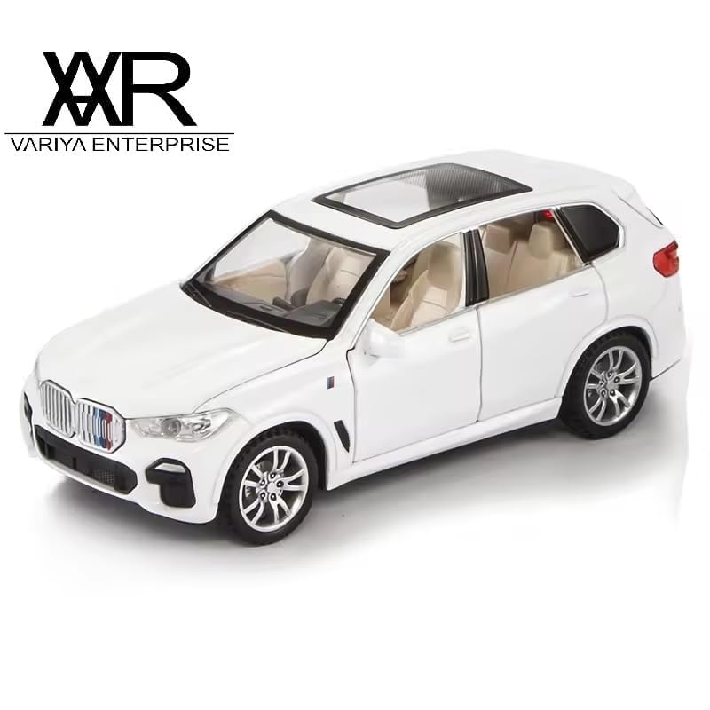 Image of 1:32 Scale BMW X5 Toy Car | Metal Pullback Diecast Car for Kids with Openable Doors, Sound, Light Effects Toy for Car Enthusiasts (Color As Per Available),white