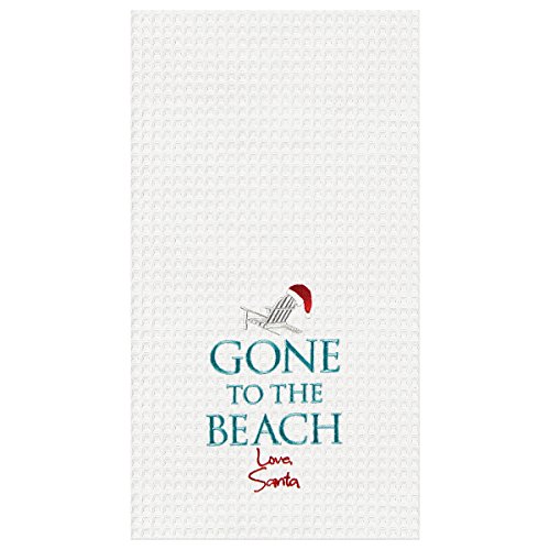 C&F Home Gone To The Beach Santa Cotton Christmas Waffle Weave Kitchen Towel Decor Decoration 18