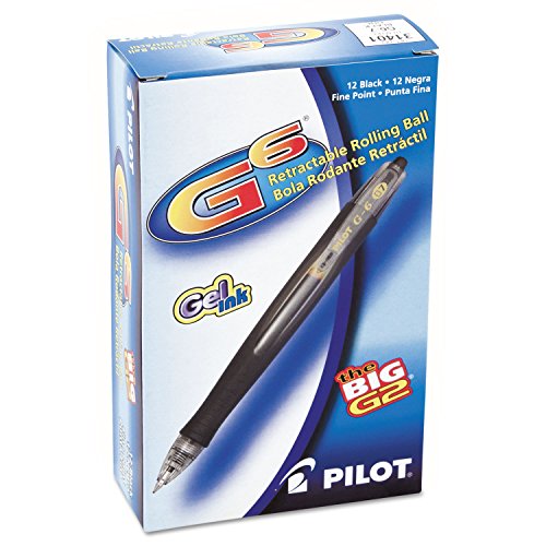 Bolígrafo gel Pilot G6 recargable punta fina negro 12 unidades miniatura 2