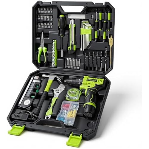 12V Cordless Drill Tool Set, 25+1 Torque Setting, Green Tool Kit for Home