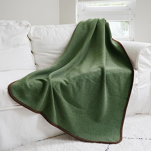 ACUSHLA MerinoWolle Kuscheldecke, 160 x 100cm, Olive – Bild 5
