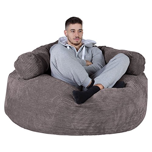 Lounge Pug, 'Mammoth' Sofa Sitzsack XXL, Riesen Sessle, Pom-Pom Anthrazit – Bild 5