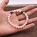 Pulsera De Piedra Brazaletes Muñequera,Amante Regalo Mujeres Hombres 8Mm Rosa Rosa Cuarzos...
