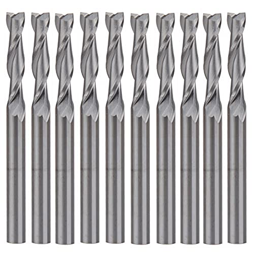 BERWENNY 10Pcs Double Flutes Milling Cutters CNC Router Bit 3.175 / 12mm Engraving Cutting Tools