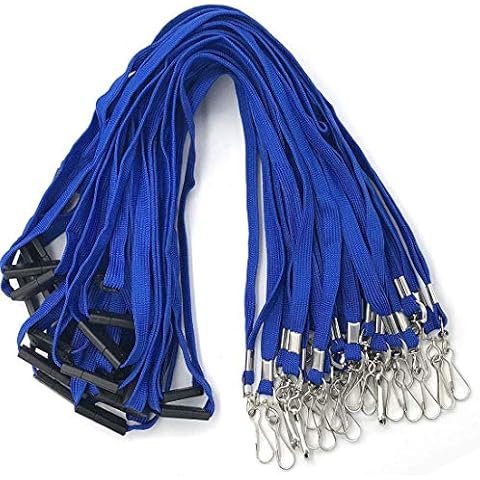 Bird Fiy Lanyards Safety Blue Lanyards Neck Flat Premium Breakaway Badge Lanyard with J-Hook for ID Nametag Badge Holder (Blue, 25 PCS) Cover