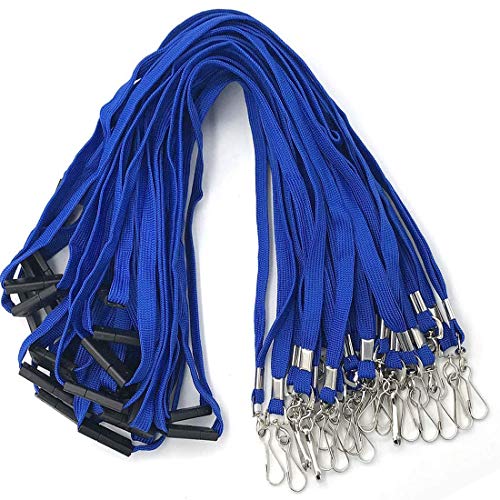 Bird Fiy Lanyards Blue Lanyards Neck Flat Premium Breakaway Badge Lanyard with J-Hook for ID Nametag Badge Holder (Blue 25 PCS)