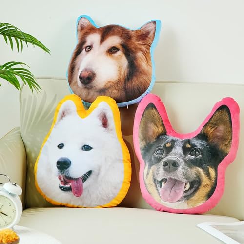 Kissen Mit Foto Bedrucken Lassen, Personalisiert Lustig Hunde Zierkissen Katze, Kuscheltier Selbst Gestalten mit Bild, Persönliche Geschenke Fotokissen für Beste Freundin, Männer, Papa, Mama