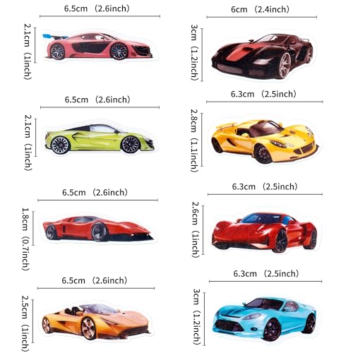 Blumomon 45 Stück Essbare Sportwagen Car Cupcake Toppers Lass Uns Rennen Fahren Alles Gute zum Geburtstag Cupcake Toppers Fighting Cupcake