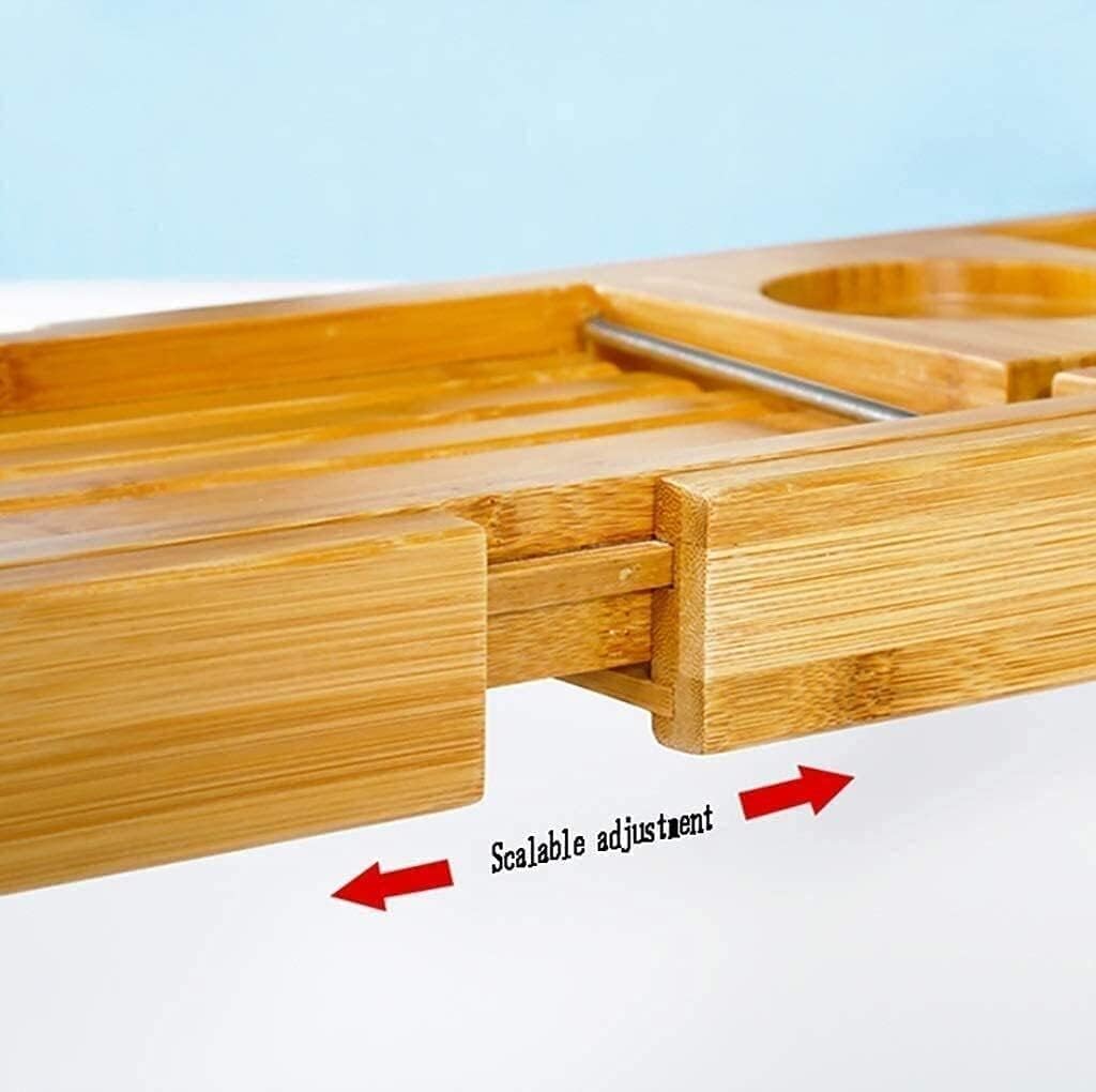 Bathtub Tray, Bath Trays Multifunction Bathroom Shelving Anti- Wood Bathtub Rack Shelf Wine Rack Length Width Adjustable Bearing Strong Foldable Bathtub Cover Bathroom Trays