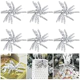 AIMUDI Silver Christmas Bows for Gift Wrapping 4" Self Adhesive Silver Metallic Curly Bows Burst Bow