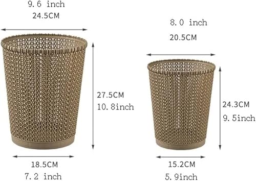 Miniatura 2 de Botes de basura huecos para el hogar, ratán de imitación sin tapa, cubo de basura de plástico, para baños, cocinas (color marrón)