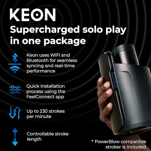 Image of KIIROO Keon Automatic Male Masturbator with Stroker Sleeve, App Control, Wi-Fi & Bluetooth, Hands-Free Design, Up to 230 Movements Per Minute, Interactive USB Rechargeable Device