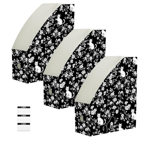 Range-revues pliable chat noir (lot de 3) format légal 22,9x30,5 cm pour tri de bureau