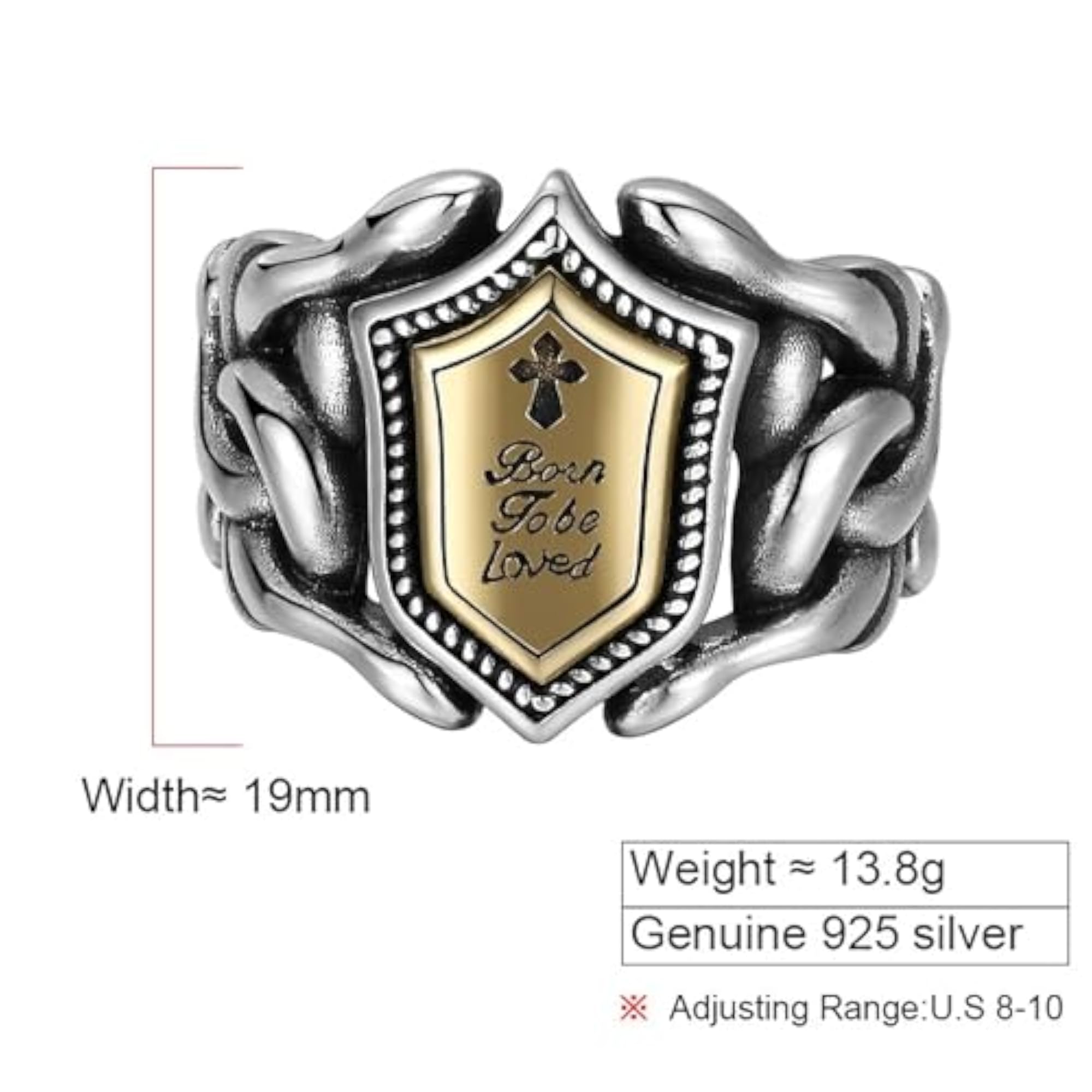 Stylish Adjustable Silver Ring for Men, Love Gift