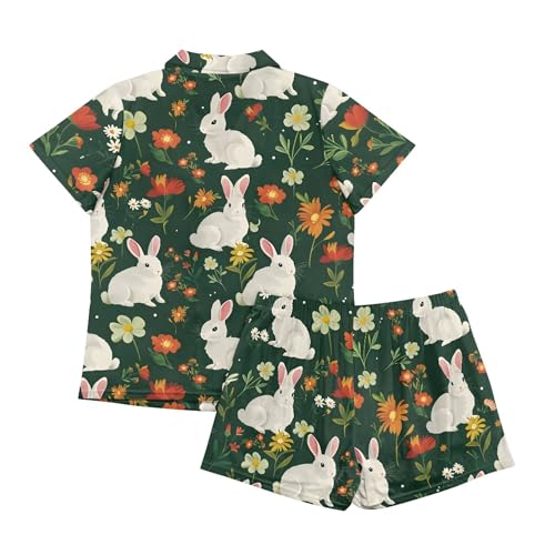 Image of Pjs Womens Short Sleeve Button Down Pajamas Set Two-Piece Nightwear with Pockets