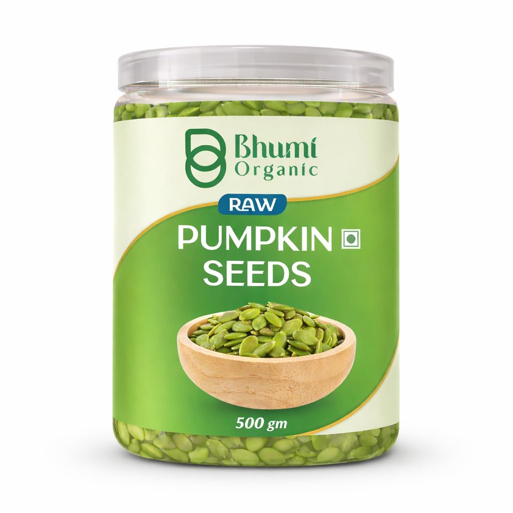 Bhumi Organic Pumpkin Seeds 500g | AAA Grade Seeds for Eating, Protein Rich, Healthy Diet Snacks