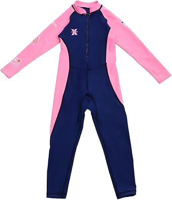 Kids Girls One Piece Long Sleeve Swimsuit Sun Protection Sunsuit