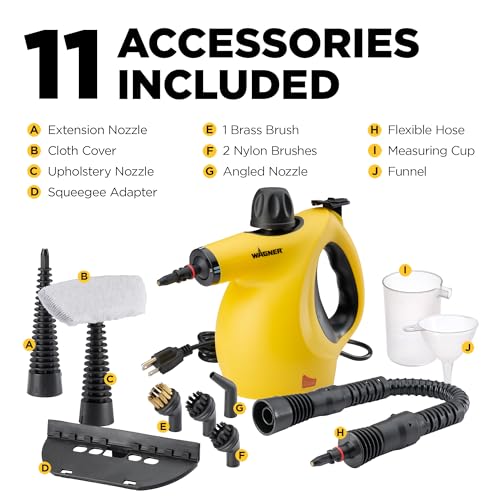Wagner 2460111 505e Handheld Steam Cleaner, Multi-purpose Steamer, 11 Attachments, Chemical-Free Cleaning, Pet and Kid Safe