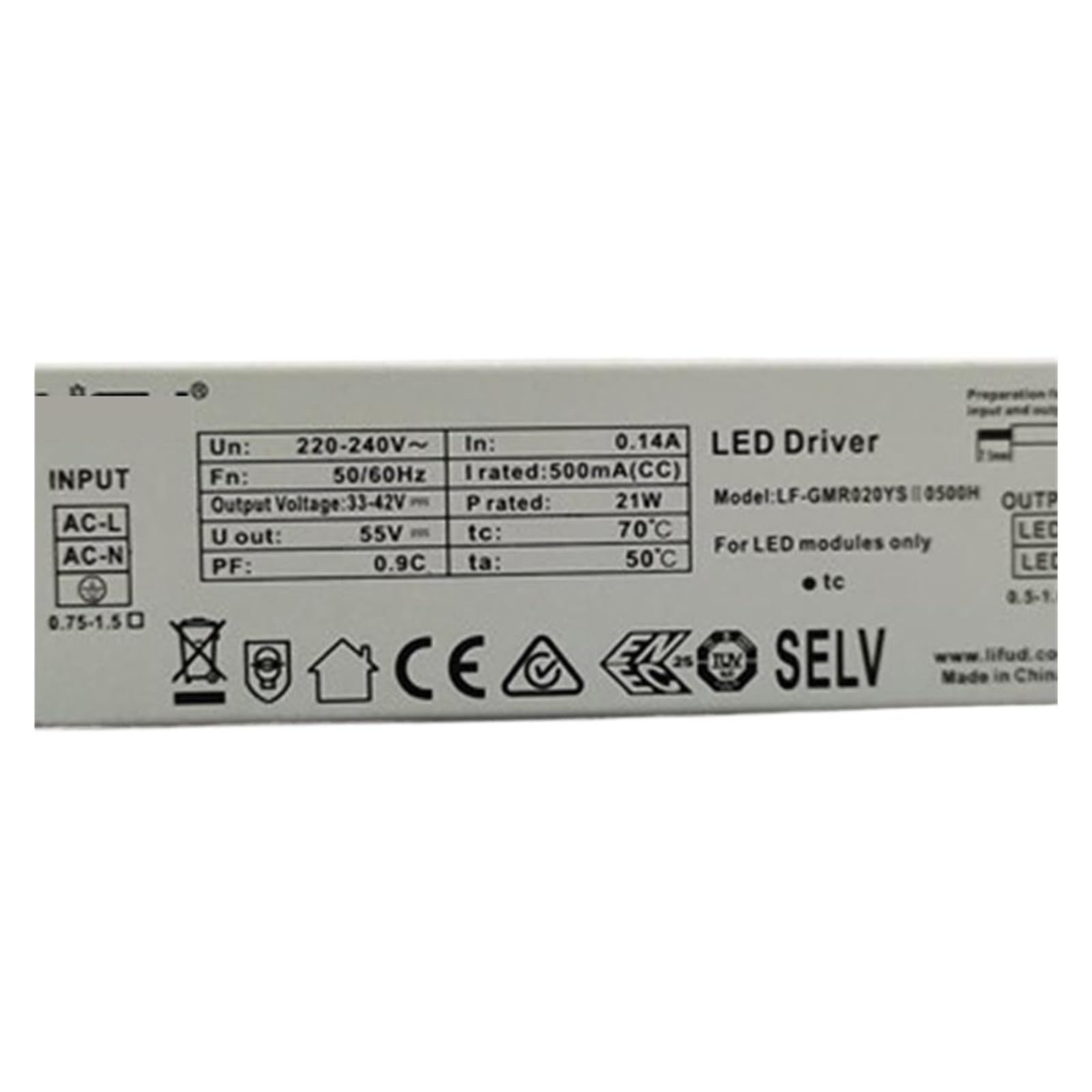 PWANUIGTE Driving LED Strip Light Constant Current Power Supply LF-GMR0631500U tri-Proof Controller(20W/DC33-40V/500MA)