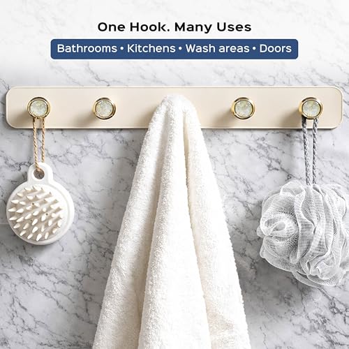 Image of HomeStrap 5 Hook Rack Self Adhesive Wall Hooks Without Drilling | Multipurpose Stick-On Hook Rack with No Screw Installation & No Wall Marks for Bathroom, Kitchen, Bedroom & Entryway Organization