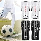 Dog's Booty Schienbeinschoner Kinder Schienbeinschoner Fußball Herren 2 Paar Schienbeinschoner Kinder Fussball Jugendgrößen Kind Atmungsaktiver Schienbeinschoner für Jungen Mädchen, Schwarz & Weiß