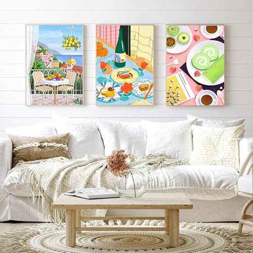 Image of cupmod 6 Packs Coffee Paint by Numbers Kit for Adults,Food DIY Acrylic Oil Painting Paint by Numbers Kits on Canvas Without Frame,Adults' Paint by Numbers Kits for Home Decor 9.8x13.8inch