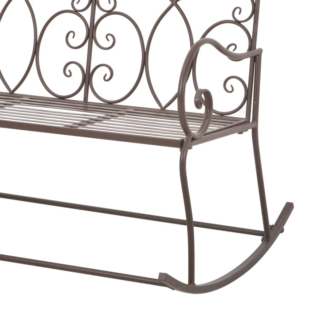 Banco de jardín de hierro forjado marrón antiguo 104 cm, banco de jardín de hierro para terraza y jardín, banco decorativo con asiento ancho, fácil montaje, máx. 110 kg por asiento
