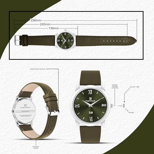 Image of TIMEWEAR Analog Slim Two Hands Leather Strap Watch for Men