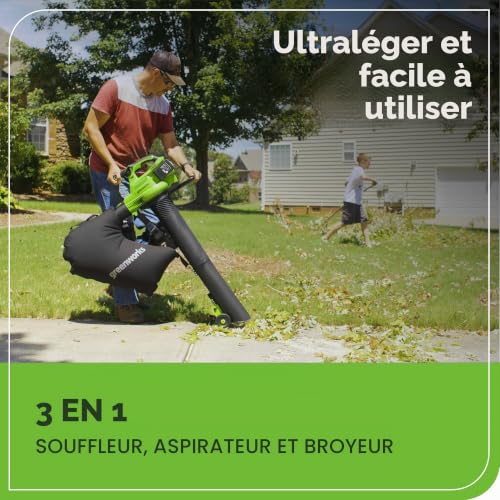Greenworks POWERALL 48V 24V x 2 Souffleur / Aspirateur à feuilles Gen. II 2x Batteries 4Ah - vue 6