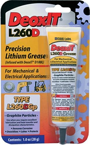 CAIG LABORATORIES, DeoxIT L260-DG1, Lithium Grease with Cleaner/Deoxidizer, Graphite Particles, 28g Squeeze Tube, Pack of 1