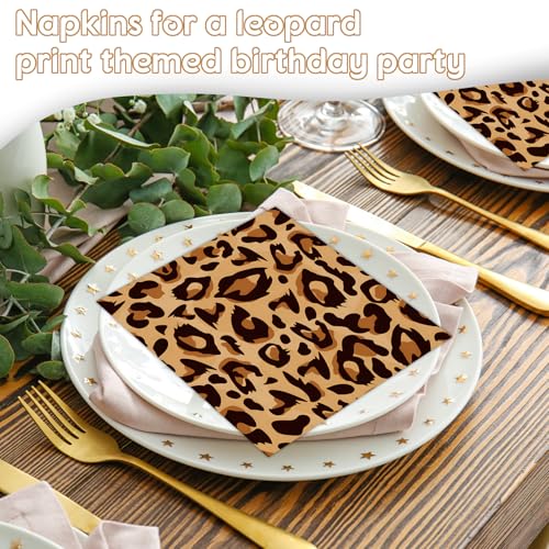 20 Stück Leoparden-Party-Servietten, 2-lagig, weiches Papierservietten, Geschirr für Mädchen, Frauen, Geburtstagsparty, Leoparden-Thema, Party-Dekorationen